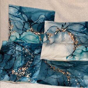 Pillow covers. Abstract Blue and Gold